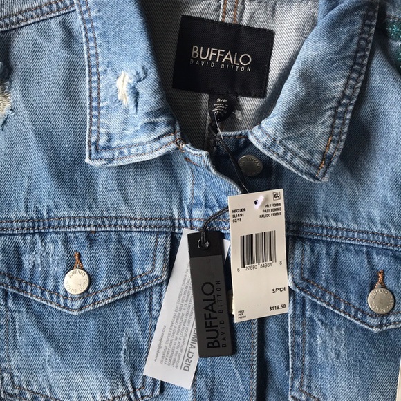 Floral denim jacket NWT buffalo David Britton red - Picture 7 of 8